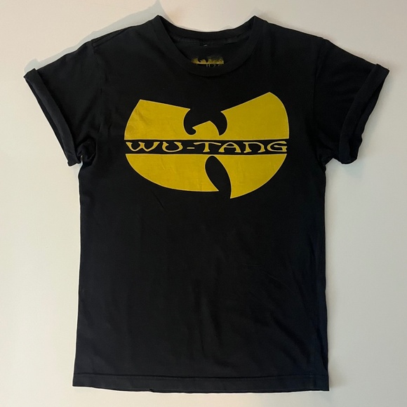Black Logo Wu Tang Clan T-shirt C.R.E.A.M. Back Print Cuffed Sleeves Small - Picture 1 of 3